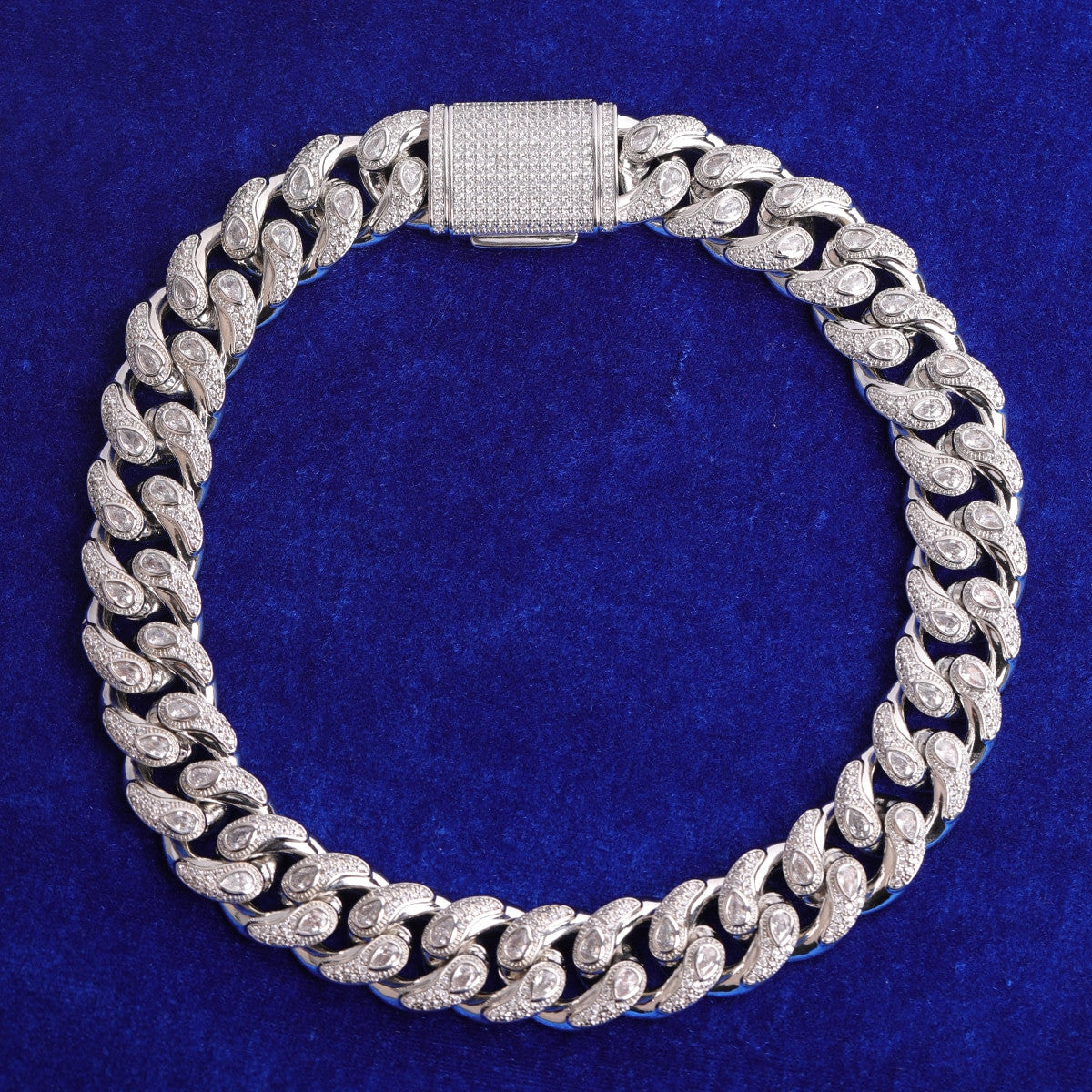 Flooded Ice Gemstone Tattoo Tears Street Wear Miami Cuban Link Chain Necklace