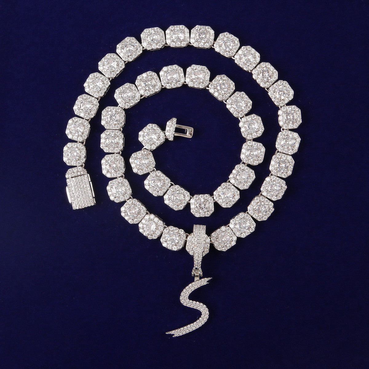 Solo Script | Single Scripted Letter Iced Blinged Out Box Link Chain Pendant