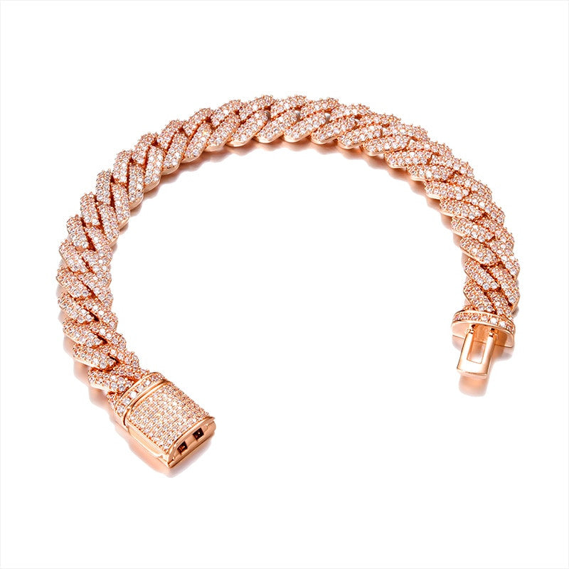 Designer Hip Hop 10MM 12MM 14MM 2 Row Cuban Link AAA Paved Set Big Boy Bracelet