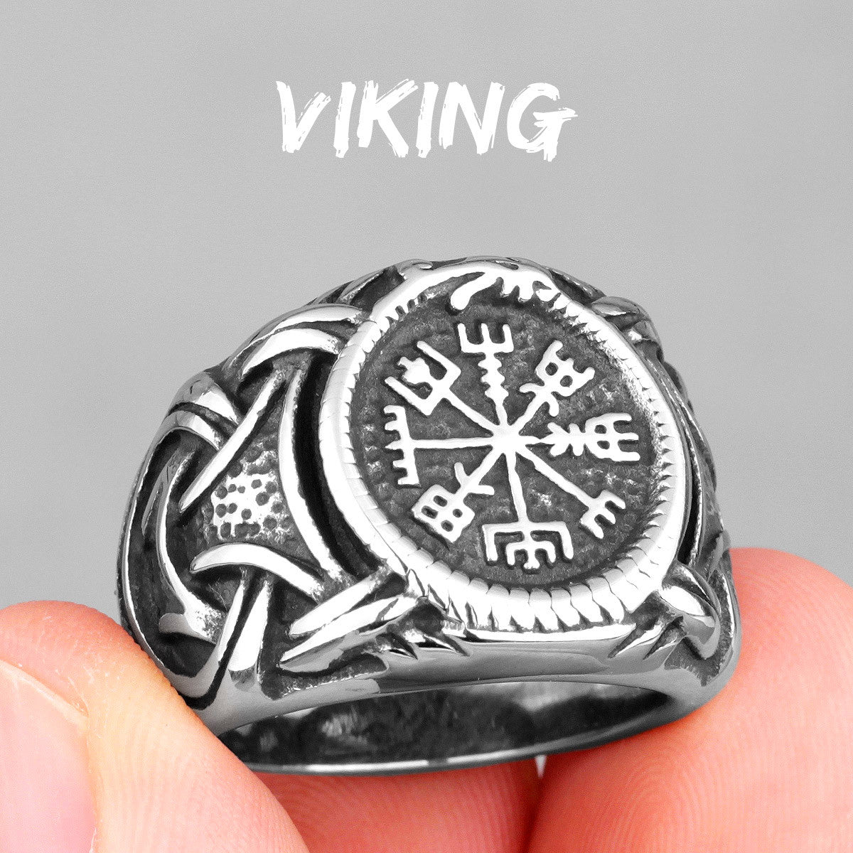 Men&#39;s No Fade Stainless Steel Celtic Knot Viking Trident Street Wear Rings