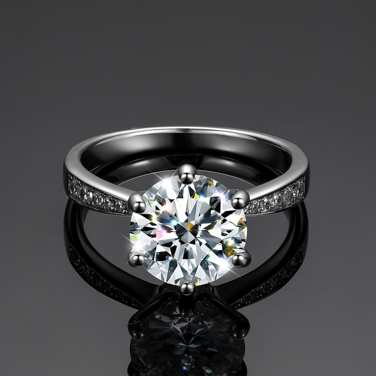 Genuine Diamond 3ct Brilliant Cut Halo 925 Sterling Silver Promise Bling Rings