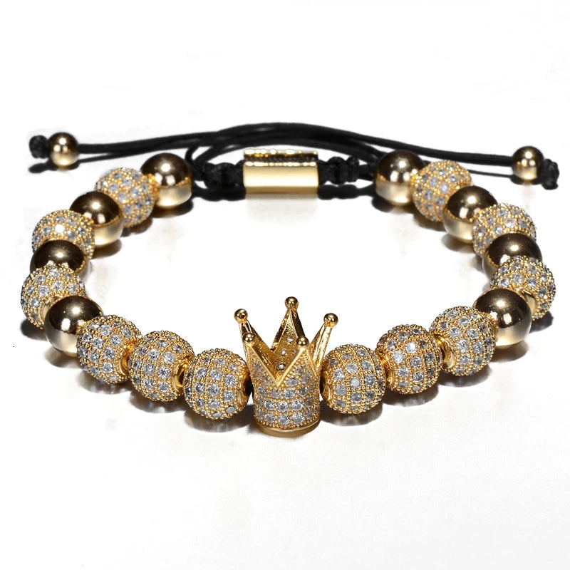 Claim The Throne | Luxury Crown Charm VVS Diamond CZ Iced Blinged Out Bracelet