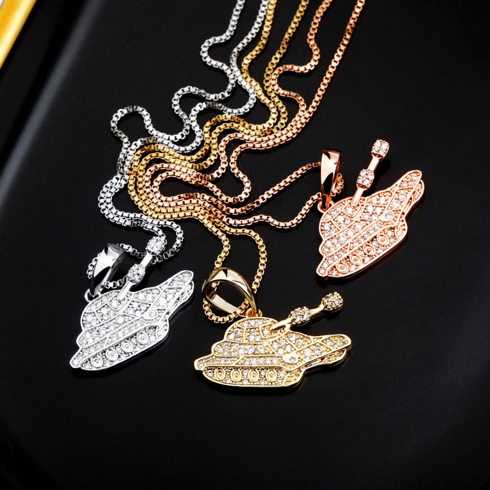 Ladies 14k Rose Gold 925 Solid Sterling Silver Hip Hop Tank Girl Pendant Necklace