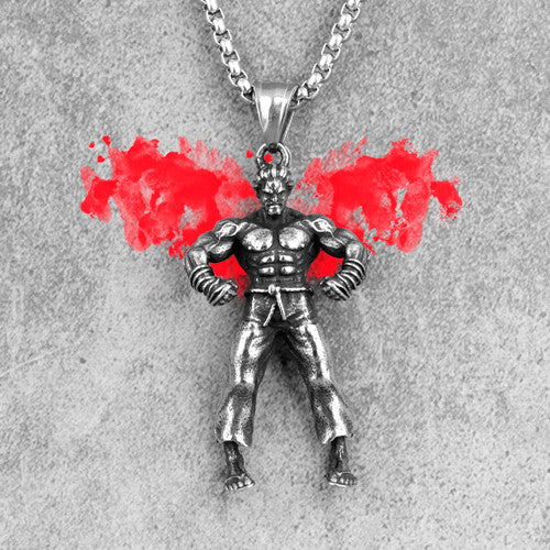 Mens Kung Fu 316L Taekwondo Master Street Wear Pendant Chain Necklace