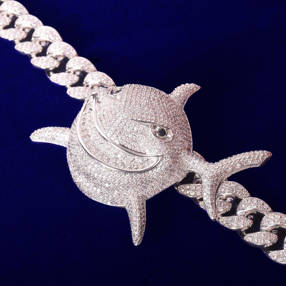 Shark Bait | Crushed Ice VVS Diamond CZ Shark Head Hip Hop Pendant Chain
