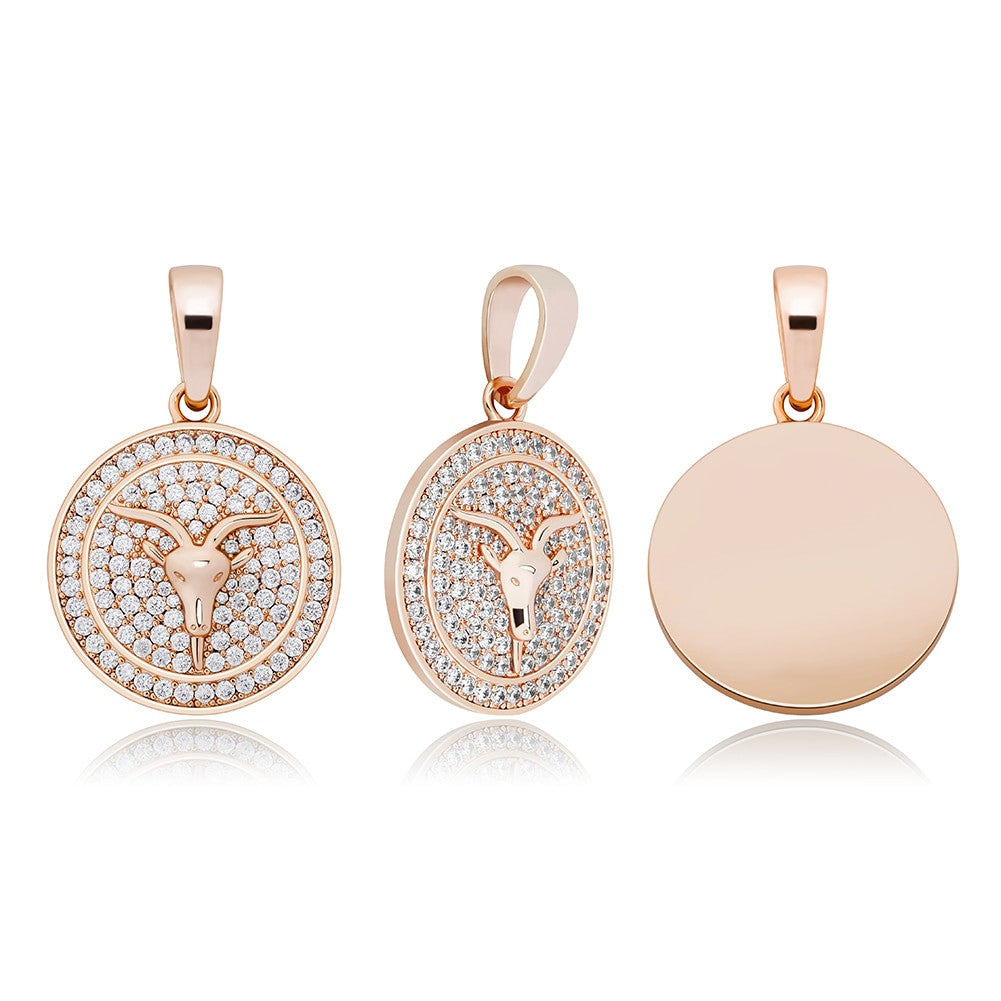 14k Gold Rose Gold .925 Silver Constellations Astrology Simulate Diamond Bling Pendants