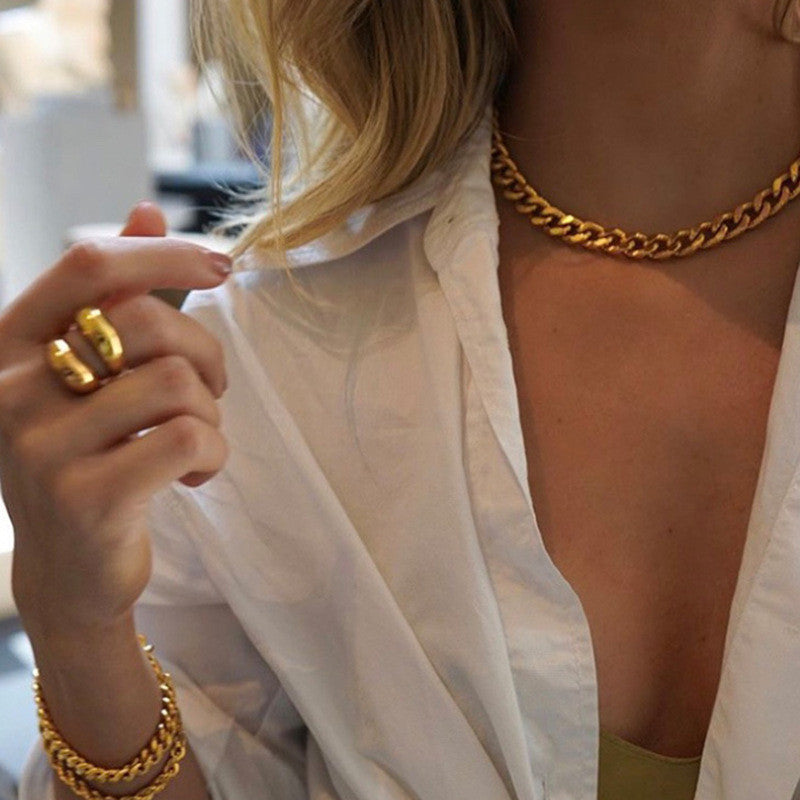 Chunky Cuban Link | 18k Gold No Fade Stainless Steel Link Bracelet and Chain Necklace