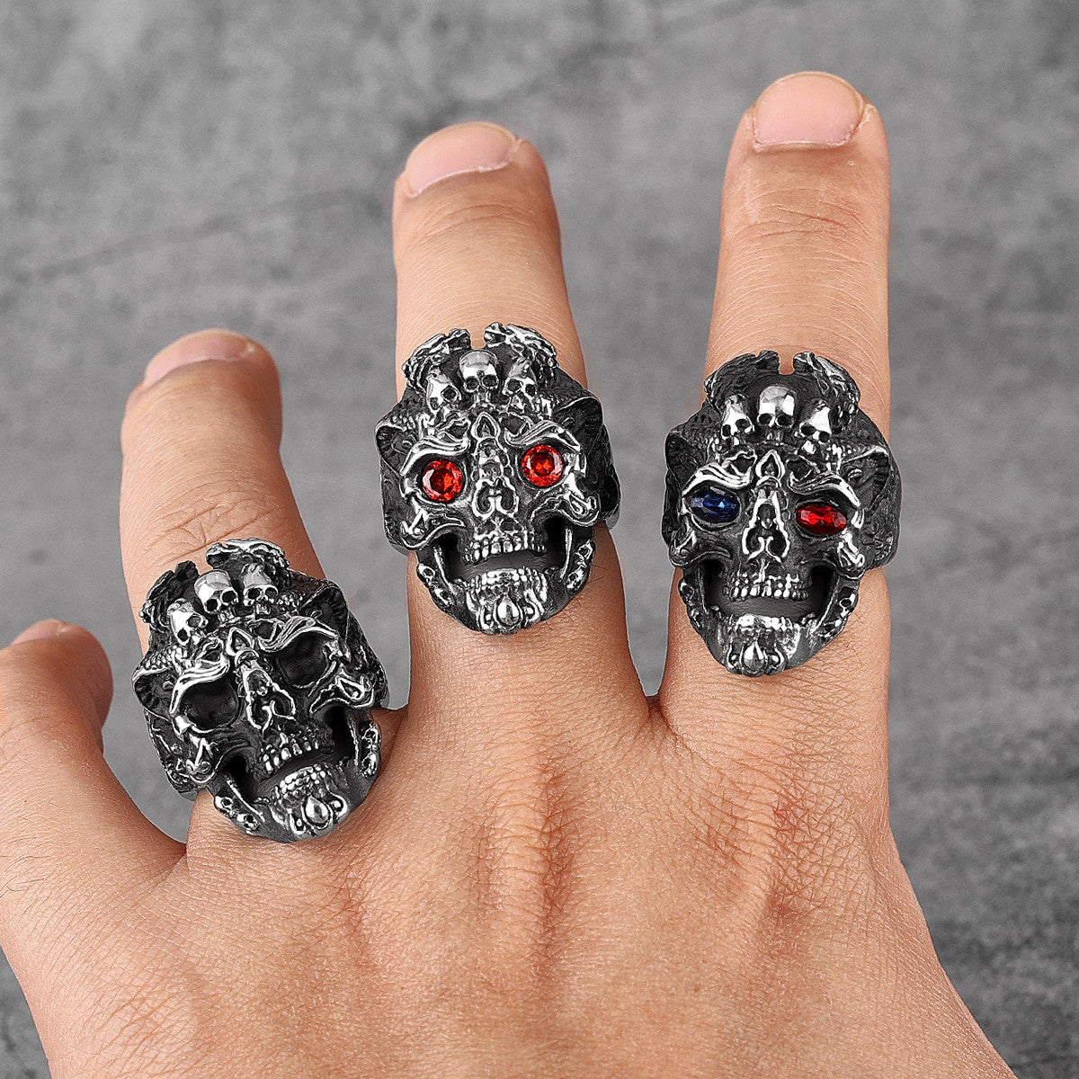 Hades | 316L No Fade Stainless Steel Skull Street Wear Hell Fire Rings