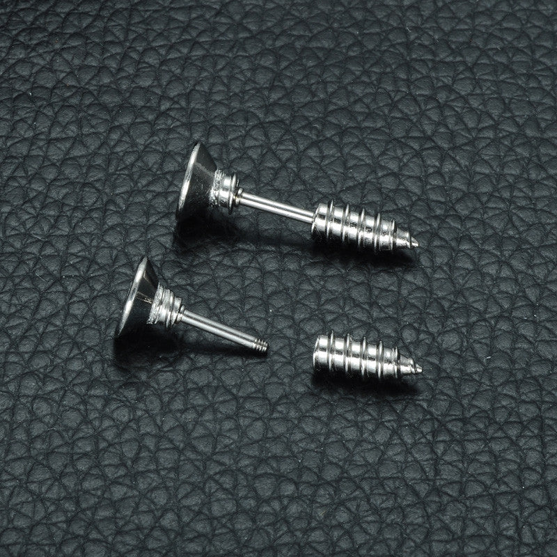 Mens Cross Screw 316L Stainless Steel Unique Phillips Screw Earrings
