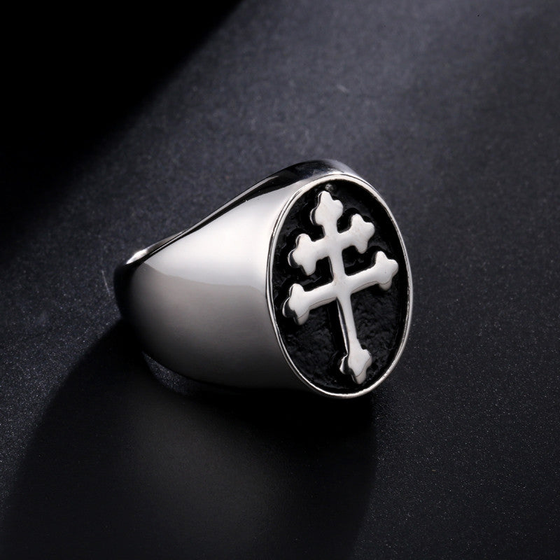 Mens 14k Gold Silver Titanium Stainless Steel Lorraine Cross Ring