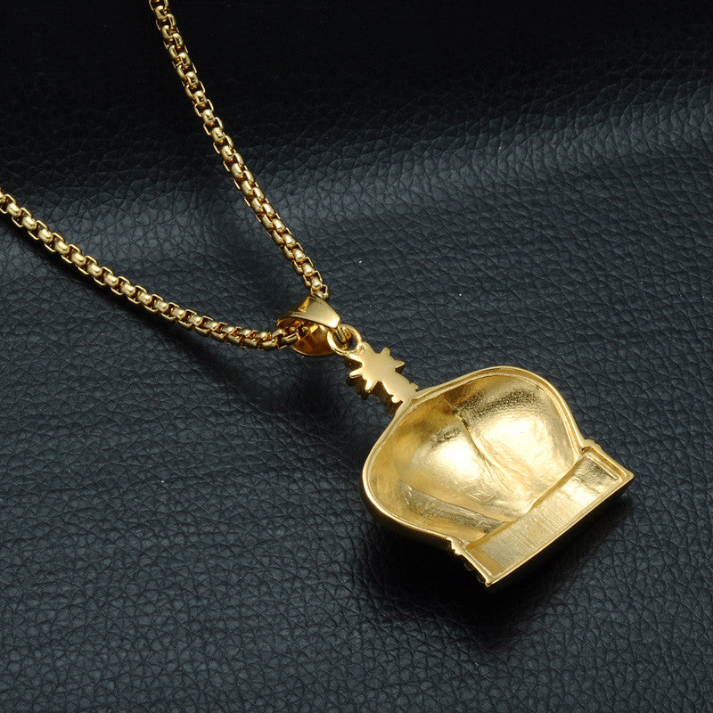 14k Gold Flooded Ice King Crown AAA Stone Stainless Steel Hip Hop Pendant