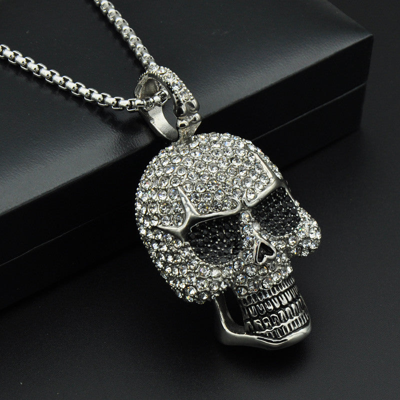 Micro Pave Lab Diamond Skeleton Skull Chain Pendant