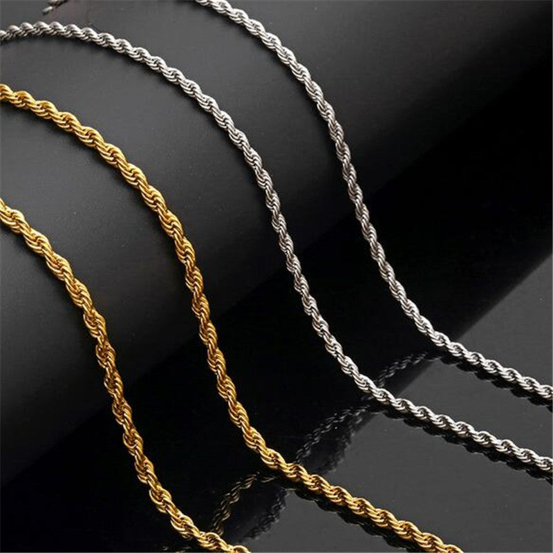 Gold Silver 316L Stainless Steel Rope Chain