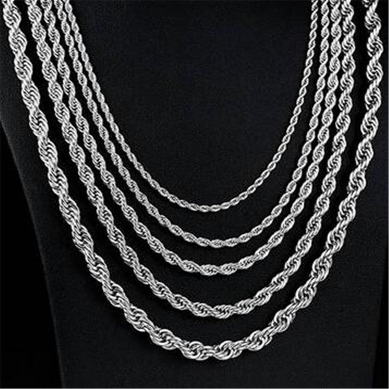 Classic No Fade 3mm 4mm 5mm Gold Silver 316L Stainless Steel Rope Chain Necklace