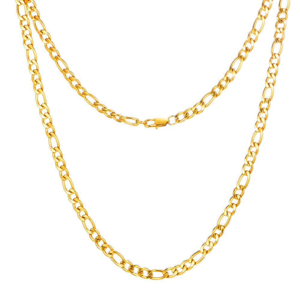 Gold Silver 4mm 6mm 316L Stainless Steel Figaro Link Hip Hop Chain Link Necklace