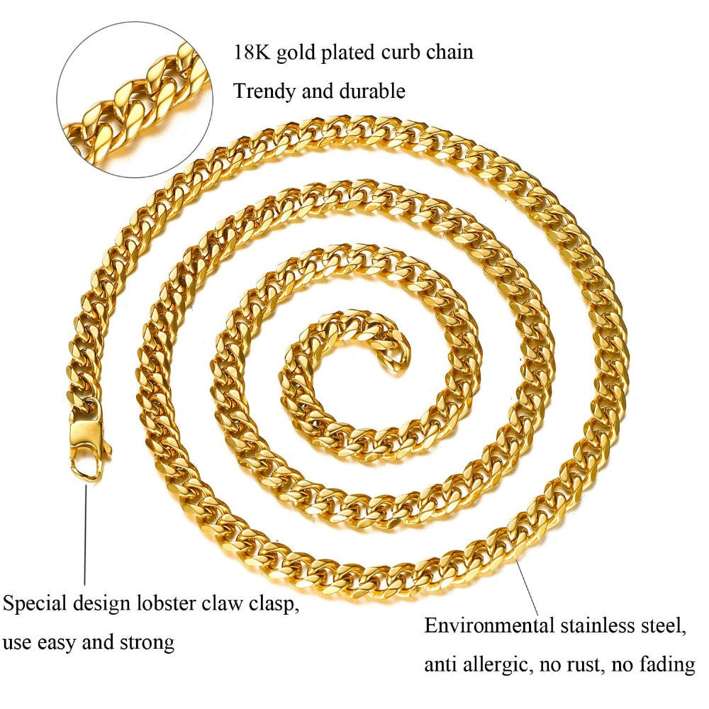 Gold Silver 4mm 6mm 316L Stainless Steel Figaro Link Hip Hop Chain Link Necklace