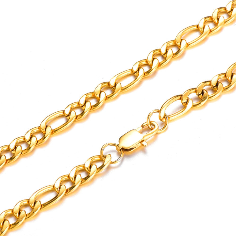 Gold Silver 4mm 6mm 316L Stainless Steel Figaro Link Hip Hop Chain Link Necklace