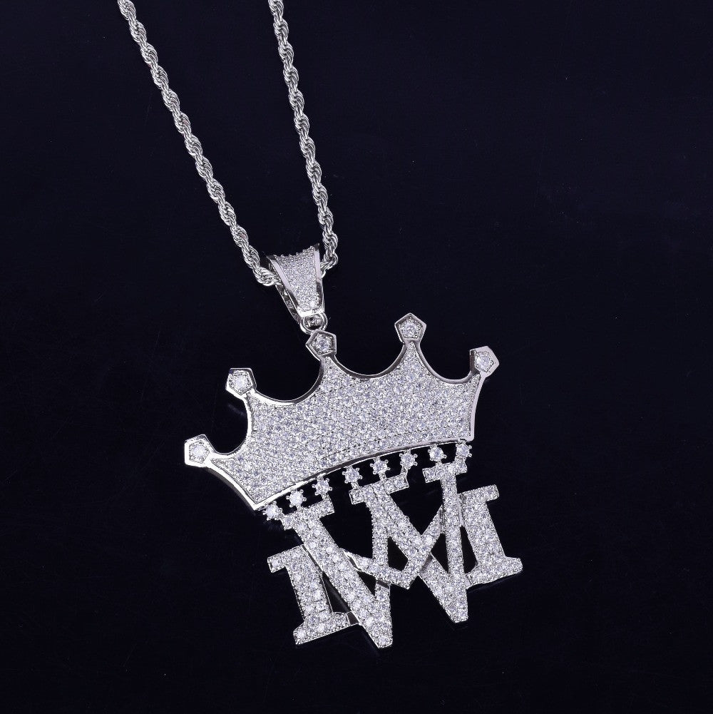 AAA True Micro Pave Stone 18k Gold .925 Silver Rose Gold MW Hip Hop Initial Pendant Chain Necklace