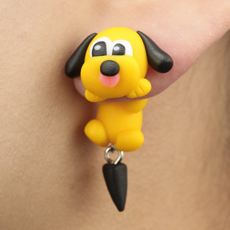 Women's Fashion Handmade Cute Kitten Cartoon Animal Mario Fox Plant Stud Earrings