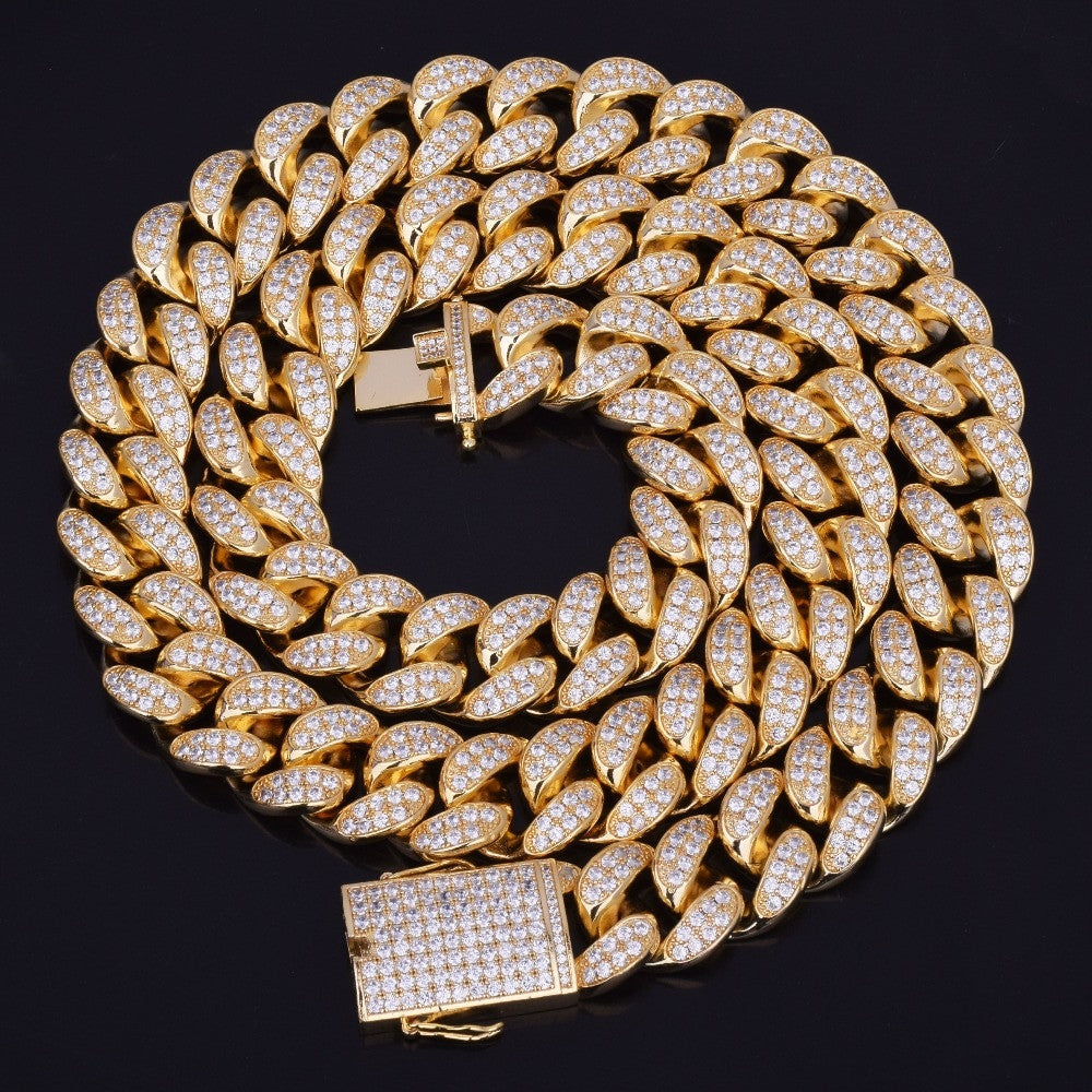 24k Gold 20mm Heavy Iced AAA True Micro Pave Miami Cuban Link