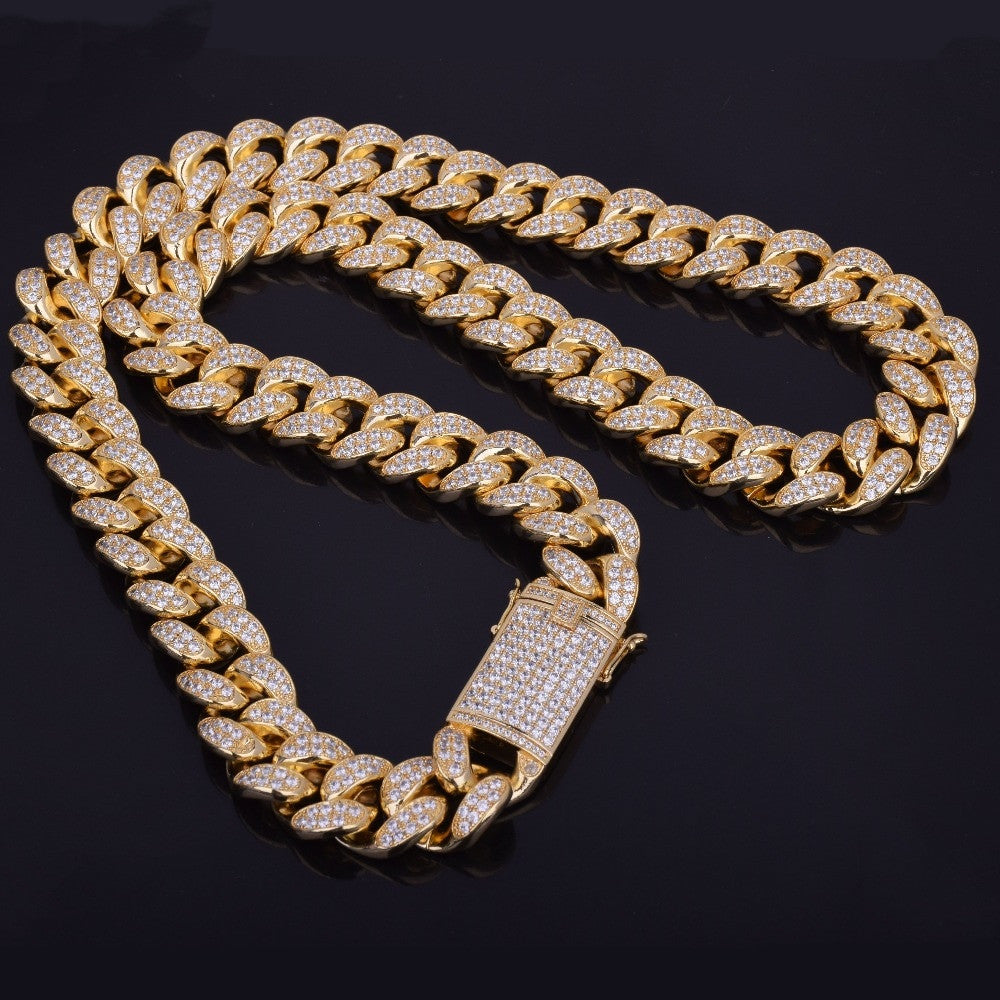 24k Gold .925 Silver Rose Gold 20mm Heavy Flooded Ice Cuban Link Chain Necklace