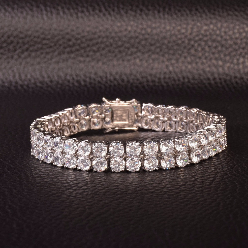 925 Silver 2 Row Flooded Ice Tennis Bracelets