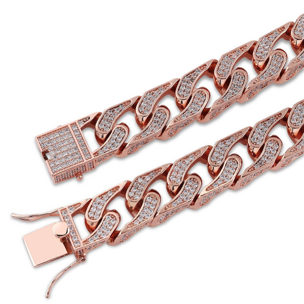 16mm Custom Heavy Full AAA Micro Pave Flooded Ice Thick Chopper Cuban Link Chain