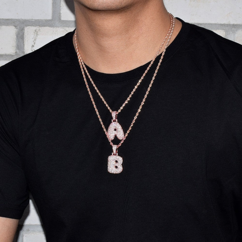 Iced Initials | 24k Gold .925 Silver Micro Pave Flooded Ice Hip Hop Letter Pendants