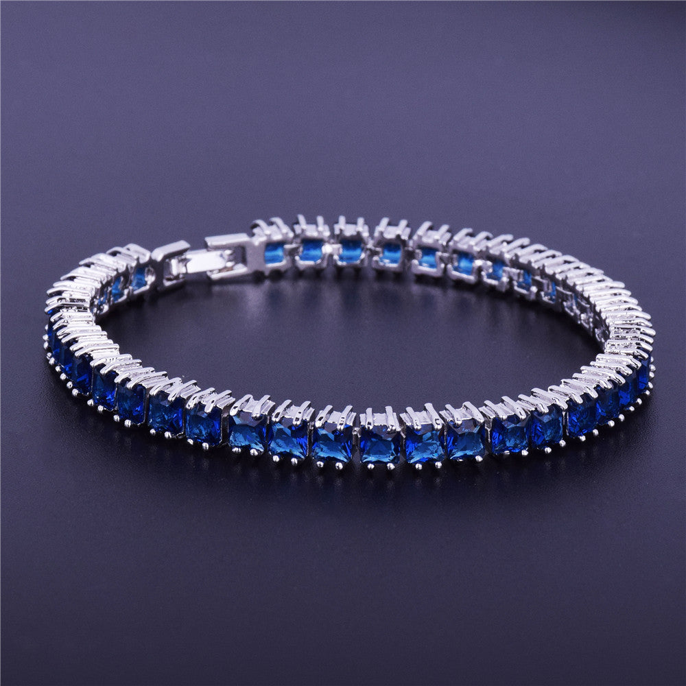 Iced Princess | Colorful VVS Diamond CZ Stone 6mm Princess Cut Tennis Bracelet