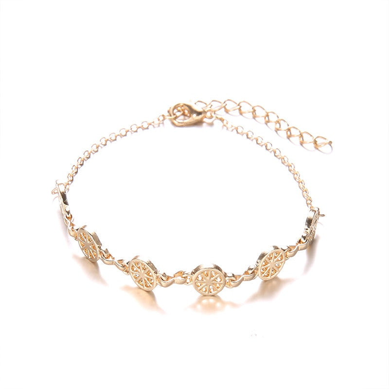 Ladies 4Piece Multi Layer Compass Beads Rhinestone Gold Bracelet Set