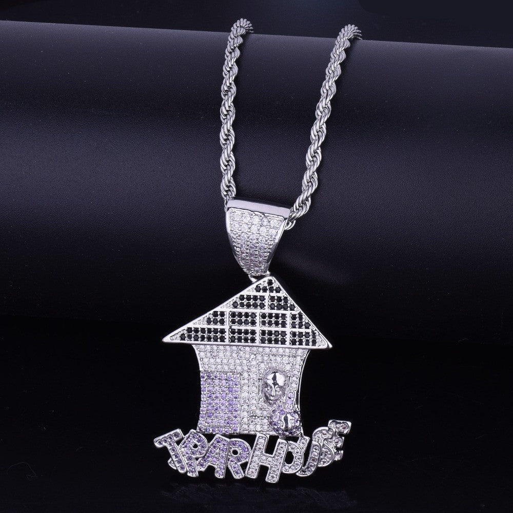 .925 Silver Iced AAA Mico Pave Trap House Chain