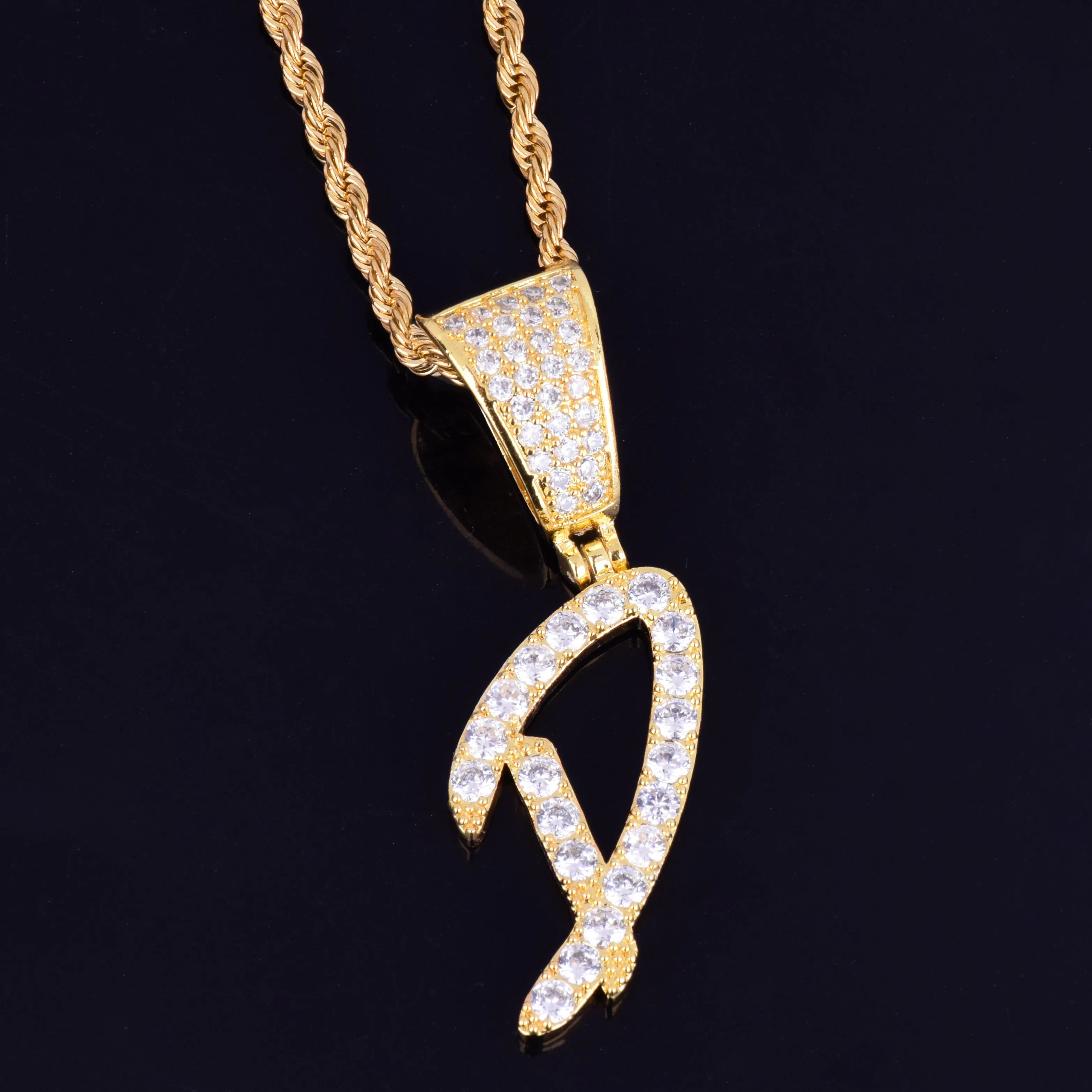 Fine Print | Iced VVS Diamond CZ Initial Letter Cluster Stone Pendants