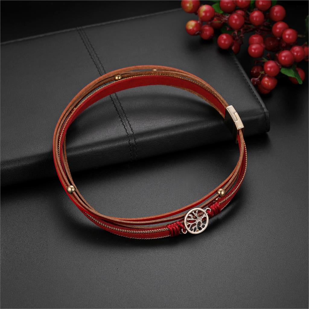 Tree Of Life | Leather Wrap Bangle Unique Design Bangle Bracelet