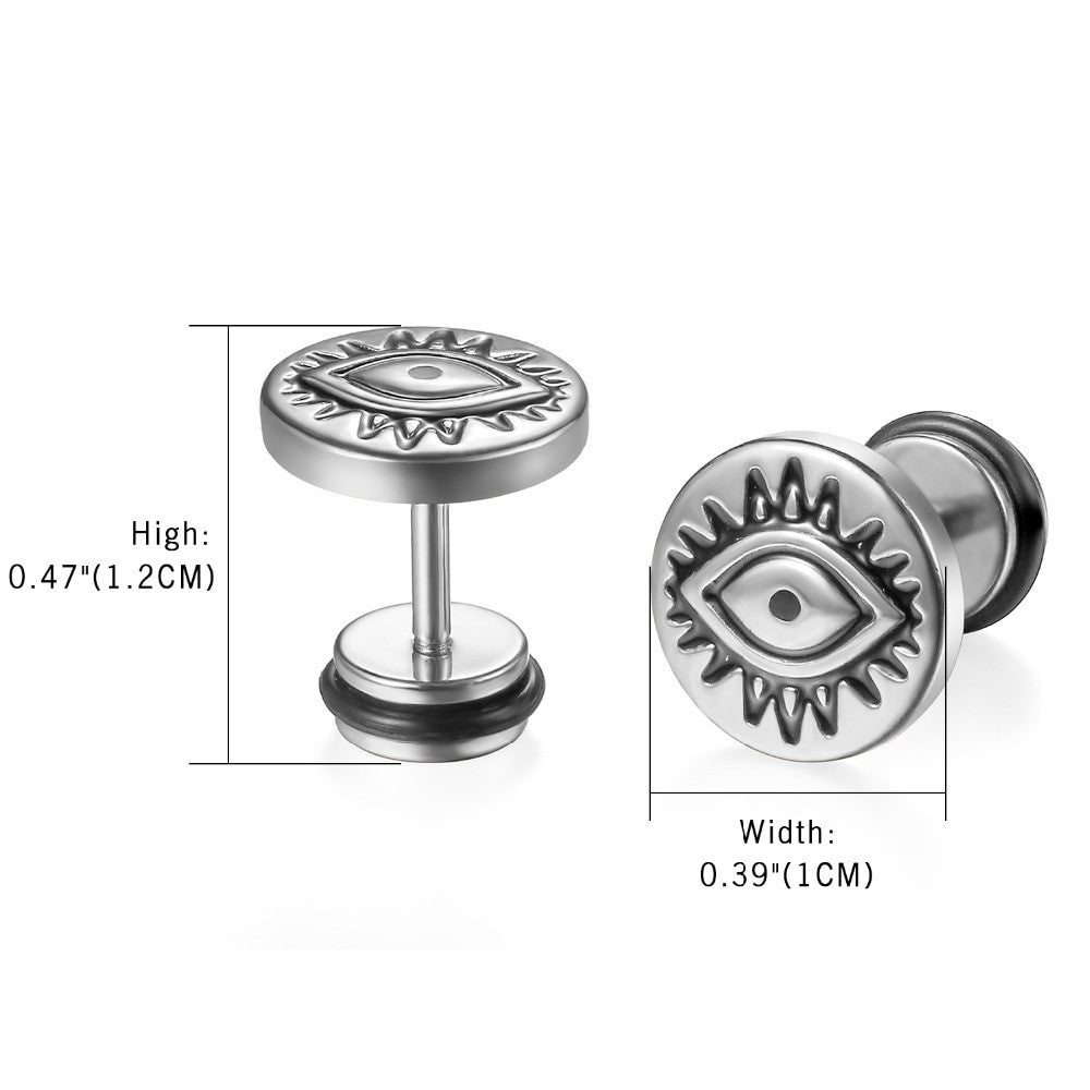 Black Silver 14k Gold over Solid No Tarnish Stainless Steel All Seeing Eye Bling Earrings