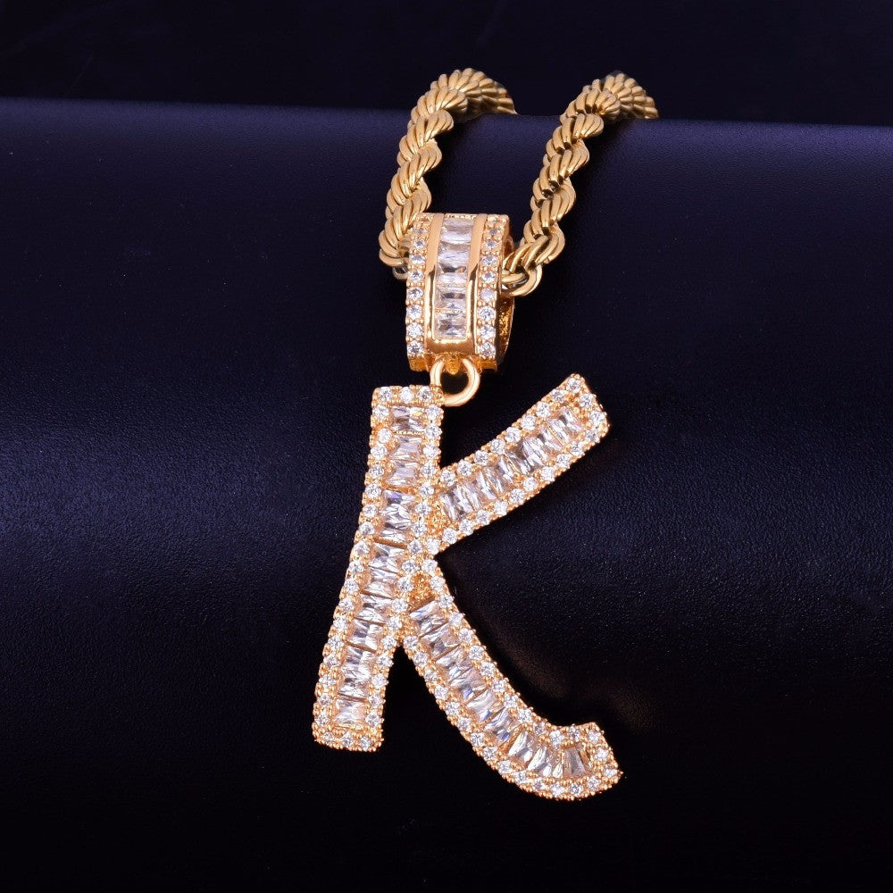 Duffle Bag Boy | 18k Gold Silver Custom Name Baguette Letters Hip Hop Pendant