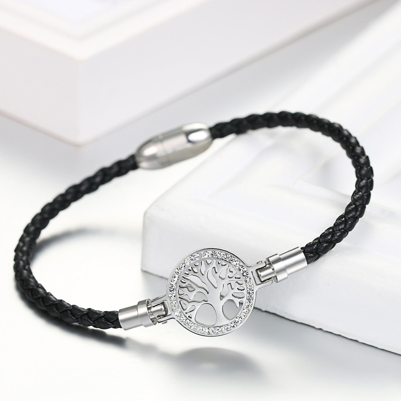 Leather Stainless Steel Cross Infinity Tree Of Life Cord Bracelets