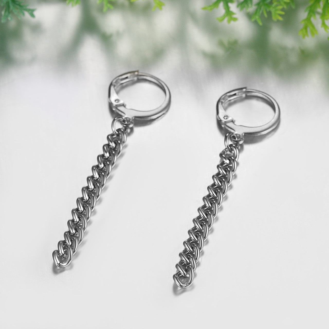 Stainless Steel High Fashion Hoop Tassel Dangling Earrings