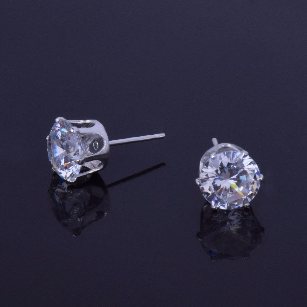 6mm / 8mm 3A CZ Round Stud Iced Push Back Hip Hop Classic Earrings