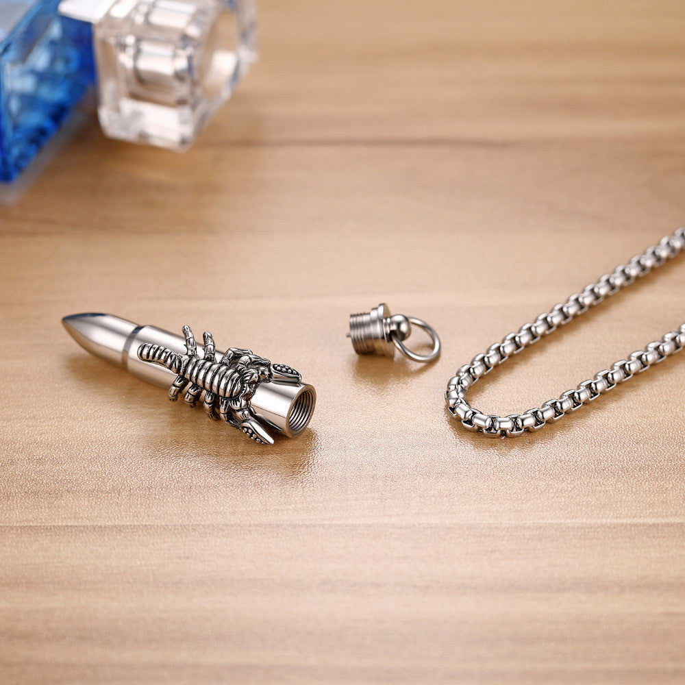 Mens No Fade Open Bullet Stainless Steel Hip Hop Pendant Chain Necklace