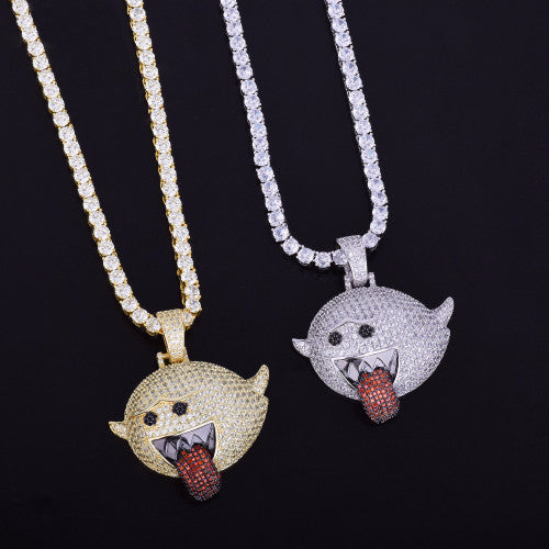 Boo Diddley | Gold .925 Silver Flying Mario Ghost Hip Hop VVS Diamond CZ Chain