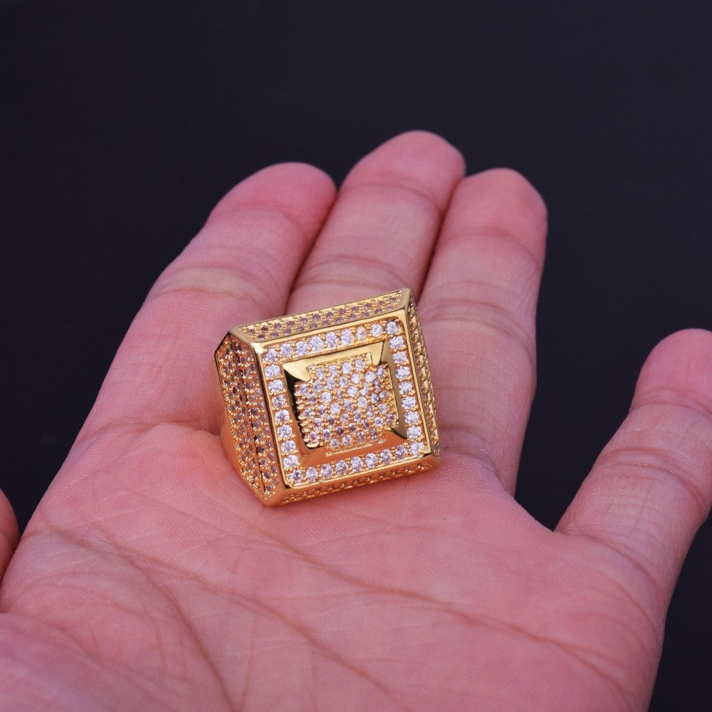 IceSquare | VVS Diamond CZ 18k Gold .925 Silver Fully Iced Hip Hop Ring