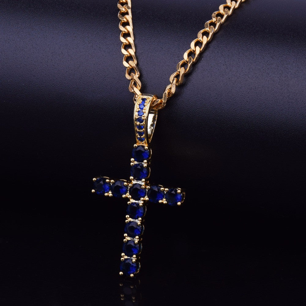 The Classic | 22k Gold 925 Silver 4 Prong Set Flooded Ice Hip Hop Cross Pendant