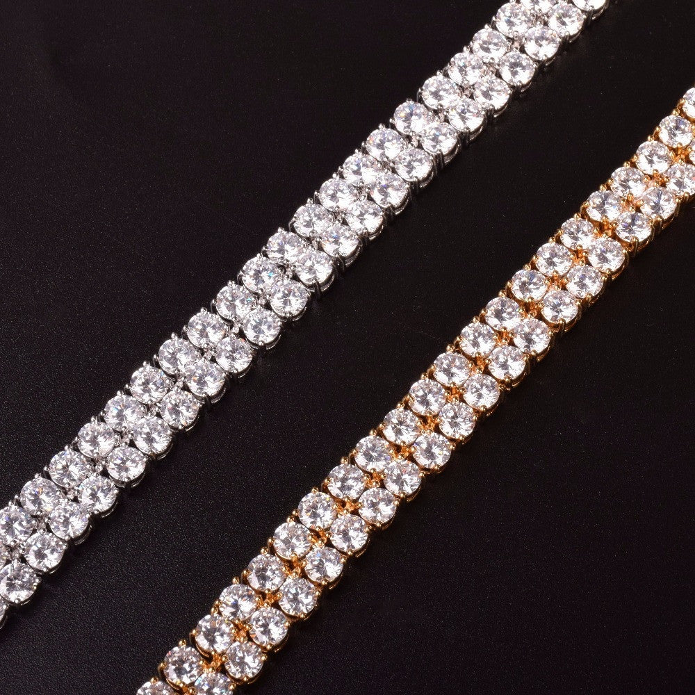Double Row | Mens Hip Hop VVS Diamond CZ Flooded Ice Stone Hip Hop Tennis Bracelets