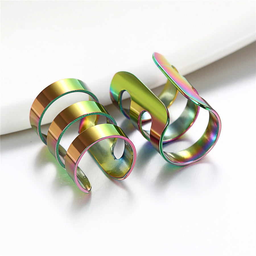 Rose Gold 14k Silver Black Rainbow Stainless Steel Ear Cartilage Clip Earing