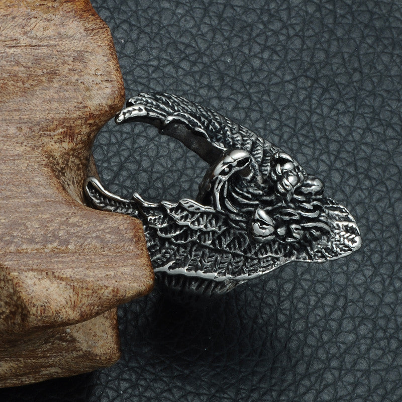 Mens Vintage Soaring Eagle Biker 14k Gold Silver Titanium Stainless Steel Ring