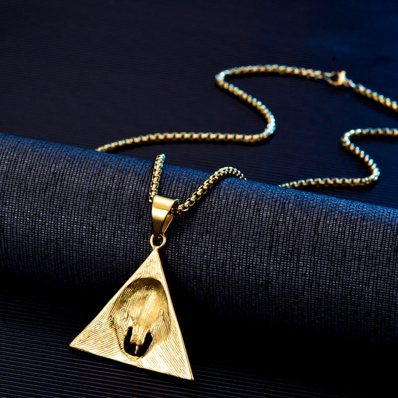 14k Gold over Stainless Steel African Pharaoh Pyramid Hip Hop Pendant