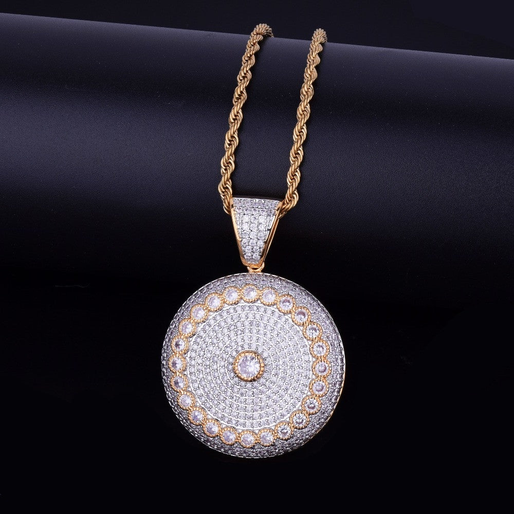Flooded Ice AAA Micro Pave Round Solitaire 18k Gold .925 Silver Big Boy Hip Hop Medallion Pendant