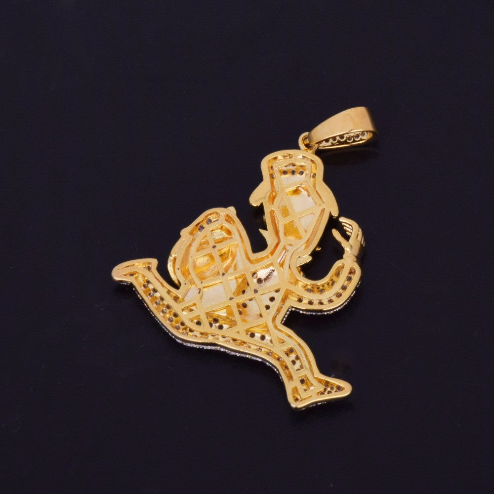 18k Gold Monopoly Money Bags Cuban Link Hip Hop Pendant Chain Necklace