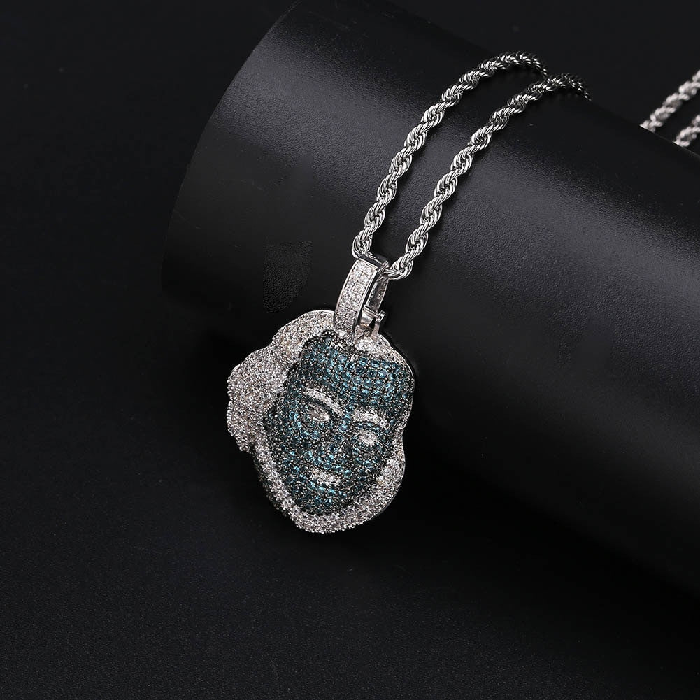 Diamond Pendant Blueface Pendant Hip Hop Blue Face Platinum Benjamin ...