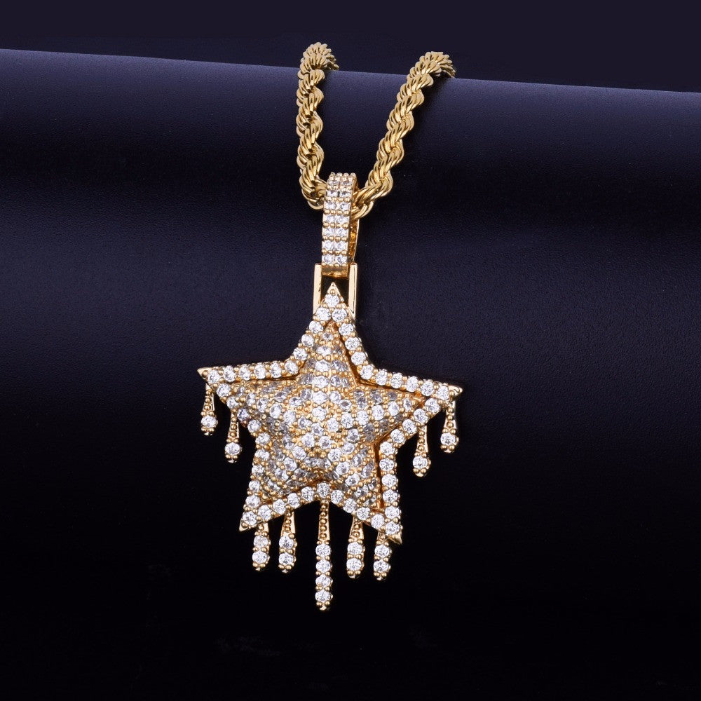 18k Gold Drip Super Star Hip Hop Pendant